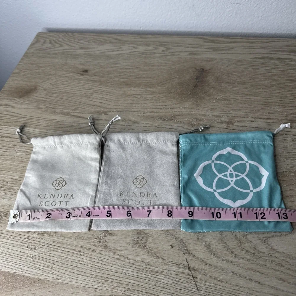 Kendra Scott Small Drawstring Dust‎ Bags Set Of 3 - 2 Gray & 1 Turquoise